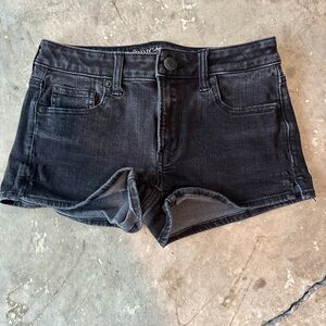 American Eagle Outfitters 360 Super Stretch Hi-Rise Shortie Black Denim Shorts